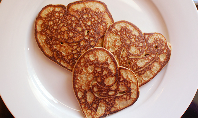 Heart shaped pancakes for kids