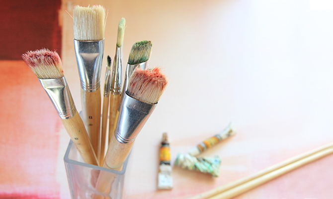 Paintbrushes, painting class